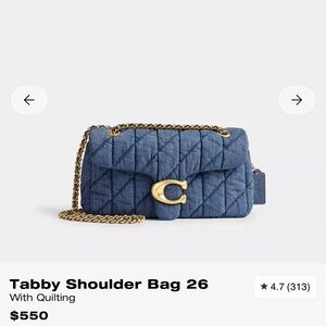 Coach Tabby Quilted Denim Medium Shoulder Bag 26